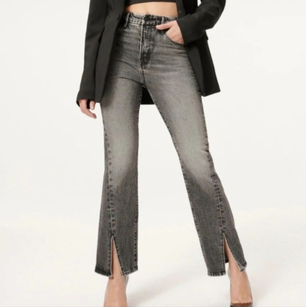 Good American Charcoal Straight Leg Jeans Size 4/27